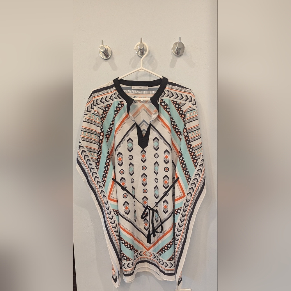 Sfera Patterned Women's Kaftan Dress With Tassell Belt
